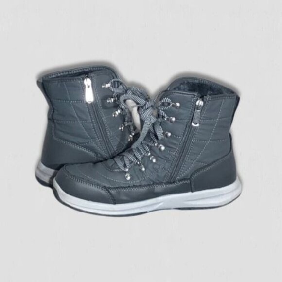Weatherproof Snow Boots Gray Faux Fur Lining Lace Up W 9 - Picture 3 of 11
